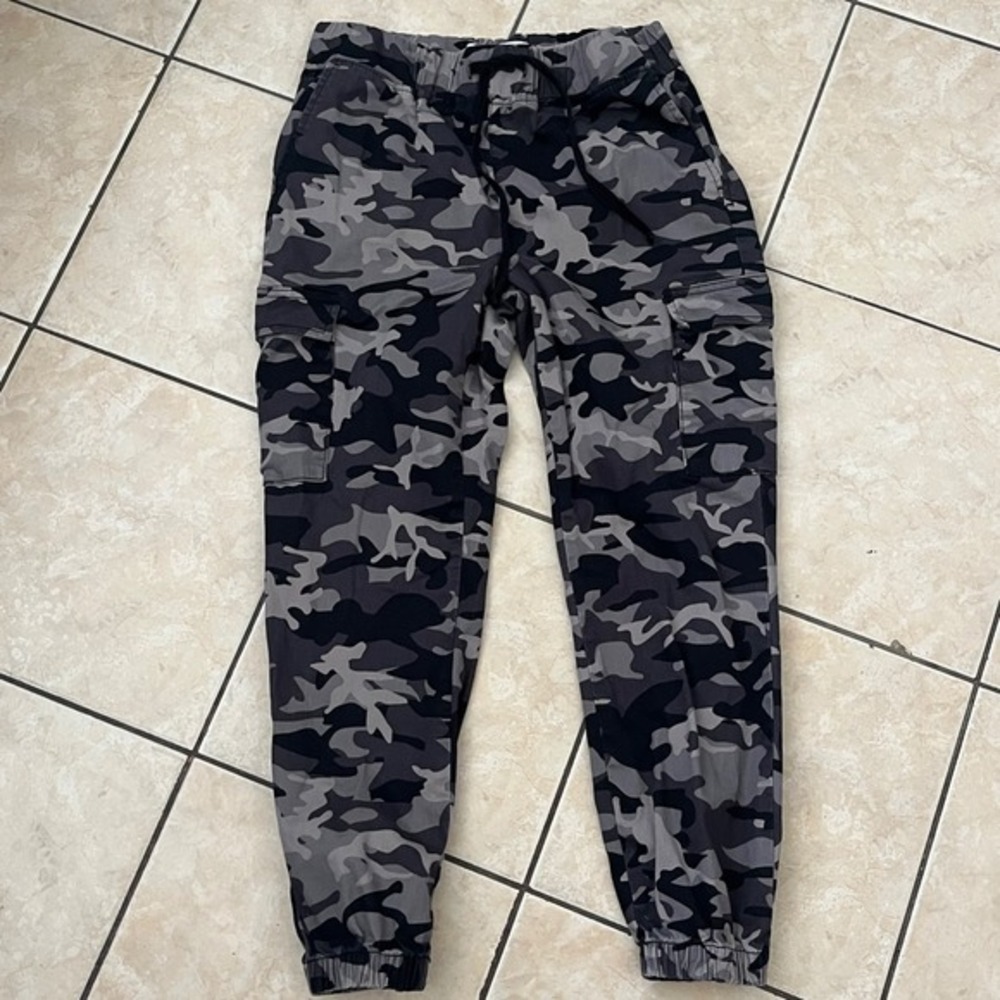 Tinseltown Womens Camo Cargo Joggers Small Gray Utility Pants‎ Y2K Skate Casual